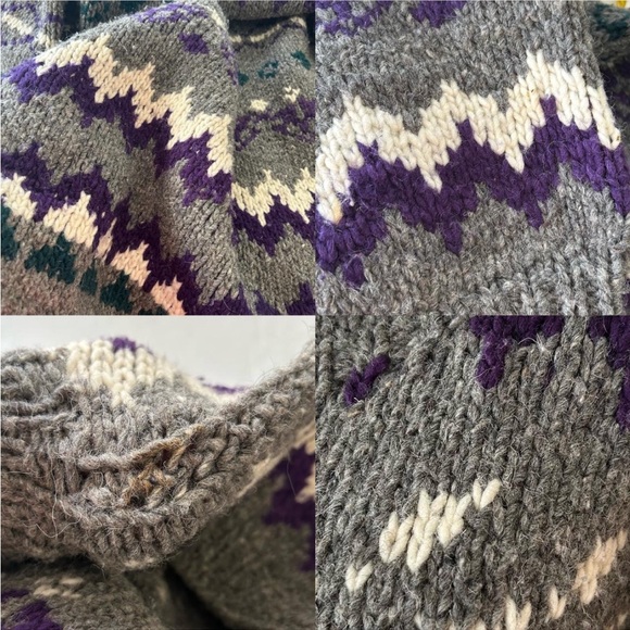 Vintage Fair isle Grandmacore chunky-knit wool sweater. - Picture 4 of 8
